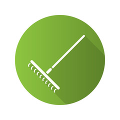 Rake flat design long shadow glyph icon