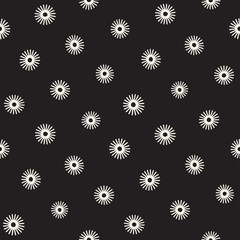 Vector seamless sunburst shapes freehand pattern. Abstract background with round brush strokes. Hand drawn texture