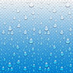 Vector Photo Realistic Image Of Raindrops Or Vapor Trough Window Glass