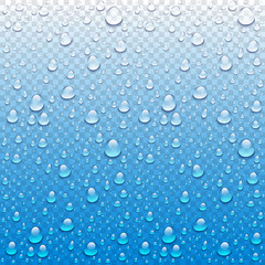 Vector Photo Realistic Image Of Raindrops Or Vapor Trough Window Glass
