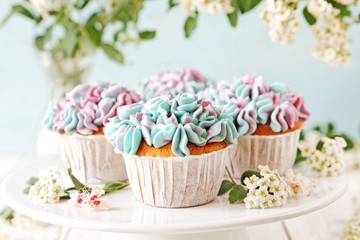 Obraz na płótnie Canvas Hydrangea cupcakes