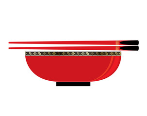 Red Graphic chinese bowl and chopsticks