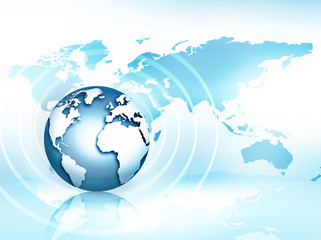 Best Internet Concept of global business. Globe, glowing lines on technological background. Wi-Fi, rays, symbols Internet, 3D illustration