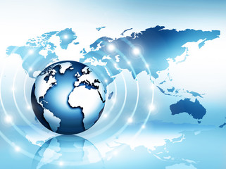 Best Internet Concept of global business. Globe, glowing lines on technological background. Wi-Fi, rays, symbols Internet, 3D illustration