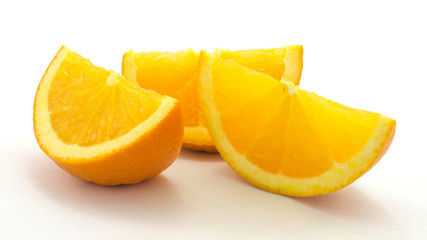 Orange slices, three, isolated on white background