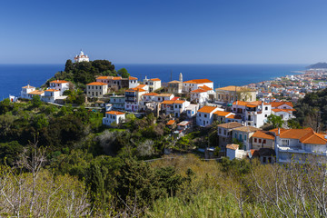 Obraz premium View of Paleo Karlovasi village on Samos island, Greece. 
