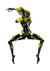 3D Rendering Dancing Robot on White