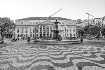 Dom Pedro Square in Lisbon aka Rossio Square - LISBON / PORTUGAL - JUNE 17, 2017