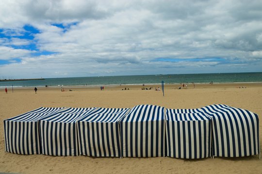 beach cabins, beach of Pornichet , France 
