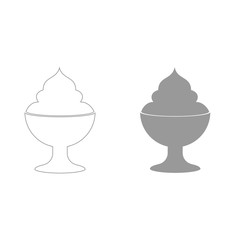 Ice cream grey color set icon .
