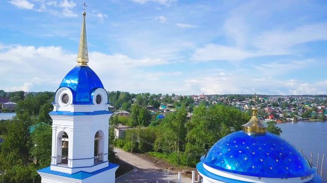 Aerial survey christian church. Russia Perm
