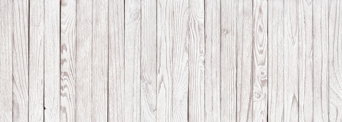 Fototapeta na wymiar Panoramic background of white wooden texture, light planks as wallpaper
