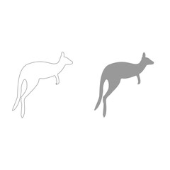 Kangaroo grey color set icon .