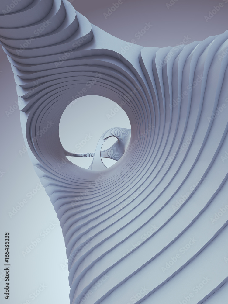 Fototapete White stripe pattern futuristic background. 3d render illustration