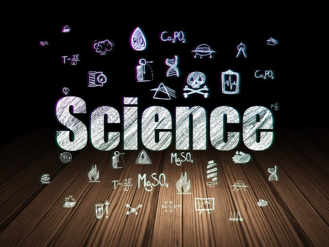 Science concept: Science in grunge dark room