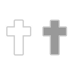 Obraz premium Church cross grey color set icon .