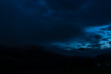 Fototapeta na wymiar Blue Glowing sky in the night