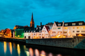 Evening view of the Dutch Maastricht city center