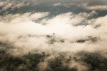 Landscape misty,Fantastic dreamy sunrise on the mountains, Mountain with mist cloud at Khao Kho Phetchabun Thailand