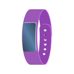 Isolated colored purple smart fitness bracelet on white background. Flat design icon.