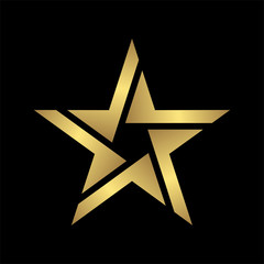 Obraz premium abstract elegant and modern style gold star logo icon isolated in black