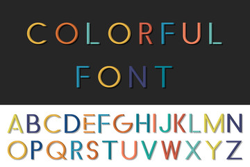 Colorful funny font. Vector english alphabet.