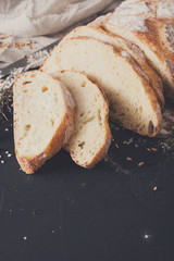 Bakery concept. Plenty of sliced bread background