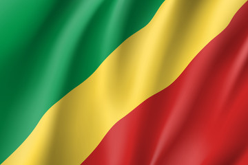 Obraz premium Congo flag. National patriotic symbol in official country colors. Illustration of Africa state waving flag. Realistic vector icon