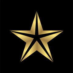 Obraz premium gold star logo icon isolated in black