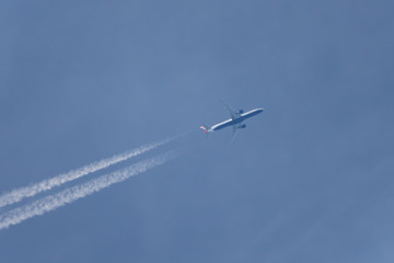 jet  in the clear sky