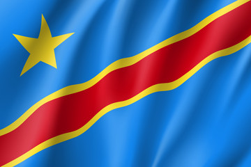 Democratic Republic of the Congo flag. National patriotic symbol in official country colors. Illustration of Africa state waving flag. Realistic vector icon