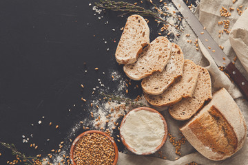 Bakery concept. Plenty of sliced bread background