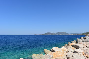 Fischereiihafen in Kokkari auf Insel Samos in der Ostägäis - Griechenland 