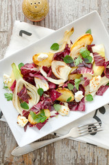 Salat mit Fenchel, Radicchio, Ricotta und Kartoffel