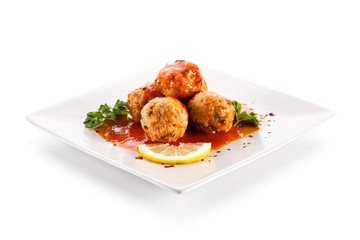 Roast meatballs with sauce