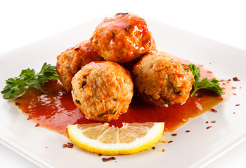 Roast meatballs with sauce