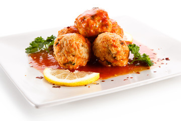 Roast meatballs with sauce