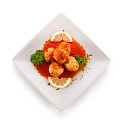 Roast meatballs with sauce