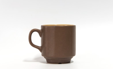 Cup on white,with clipping path,selective focus.