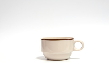 Cup on white,with clipping path,selective focus.