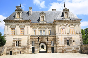 Fototapeta na wymiar The historic portal building, Castle of Tanlay, Burgundy, France