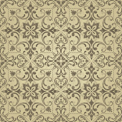 Wallpaper in the style of Baroque. Seamless paisley, vector indian floral ornament background, damask pattern. Boho apparel art, design back for fabric, papper and more.