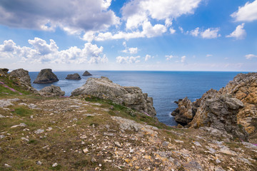 Fototapeta na wymiar Panorama Pointe du Pen-Hir, Camaret-sur-Mer, Crozon Peninsula, Britanny, France, Europe