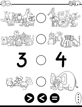 greater less or equal cartoon coloring page