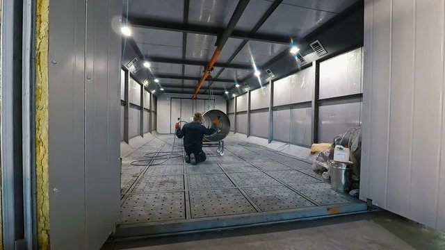 Pipe Ready for Painting. Modern Workshop