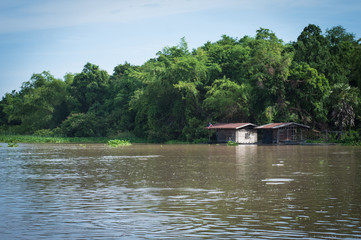 Old house near river in Thailand,selective focus.