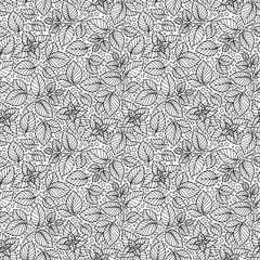 Vector seamless pattern  of mint leaves .