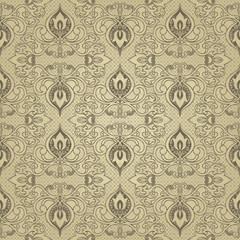 Damask Flourish motif vector pattern. Gold color.