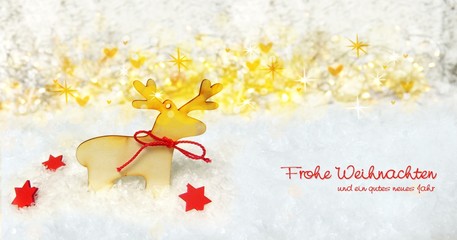 glitzernder weichnachtlicher Hintergrund mit Rentier