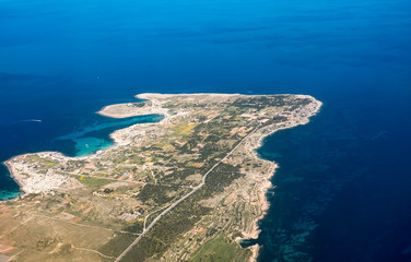 Fototapeta na wymiar Aerial view of Comino with Blue lagoon . Gozo Malta